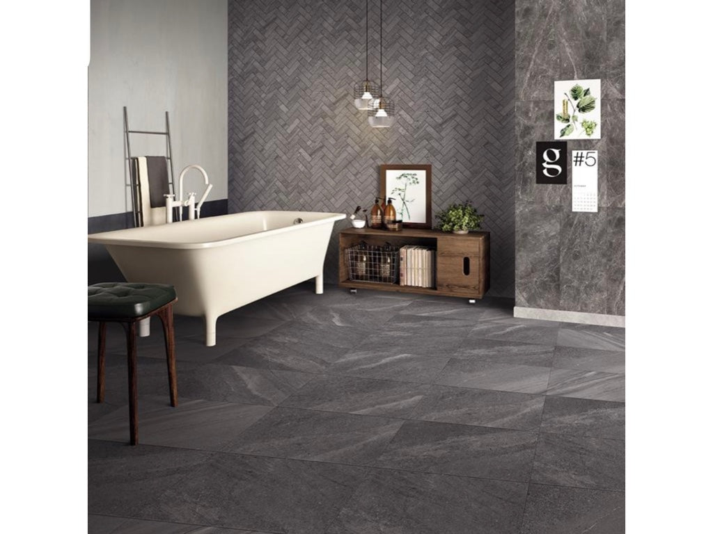 MUSES CREST DARK GREY FELLTEC 600X600MM SQUARE TILE (PER BOX)