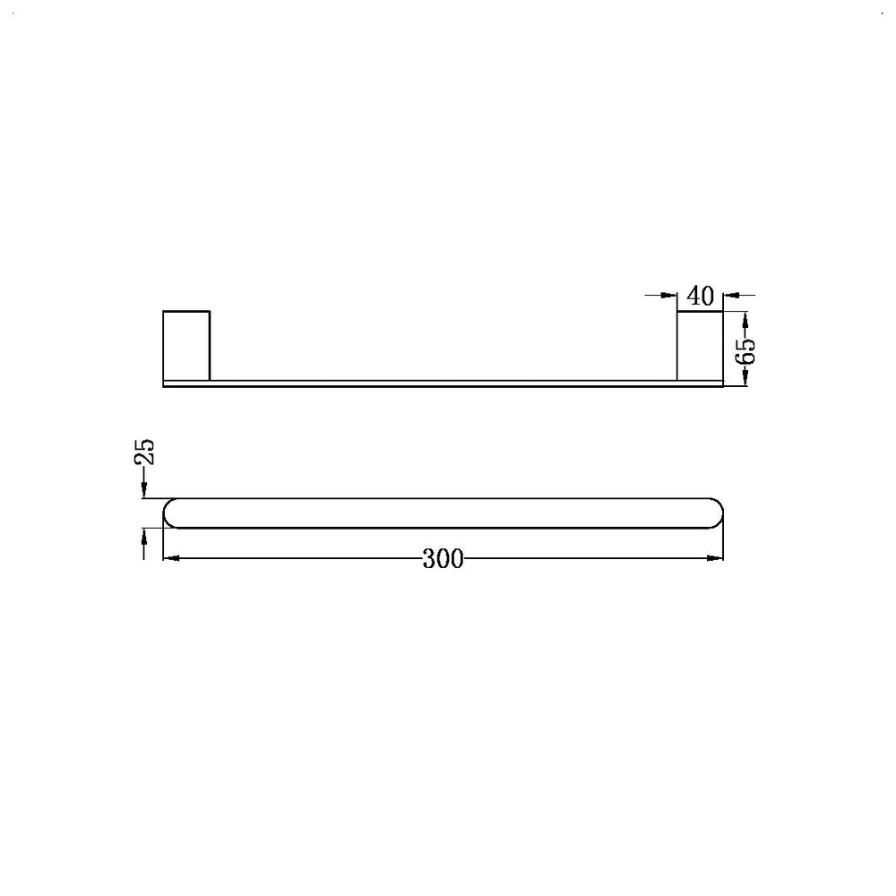 NERO BIANCA HAND TOWEL RAIL 300MM BRUSHED NICKEL
