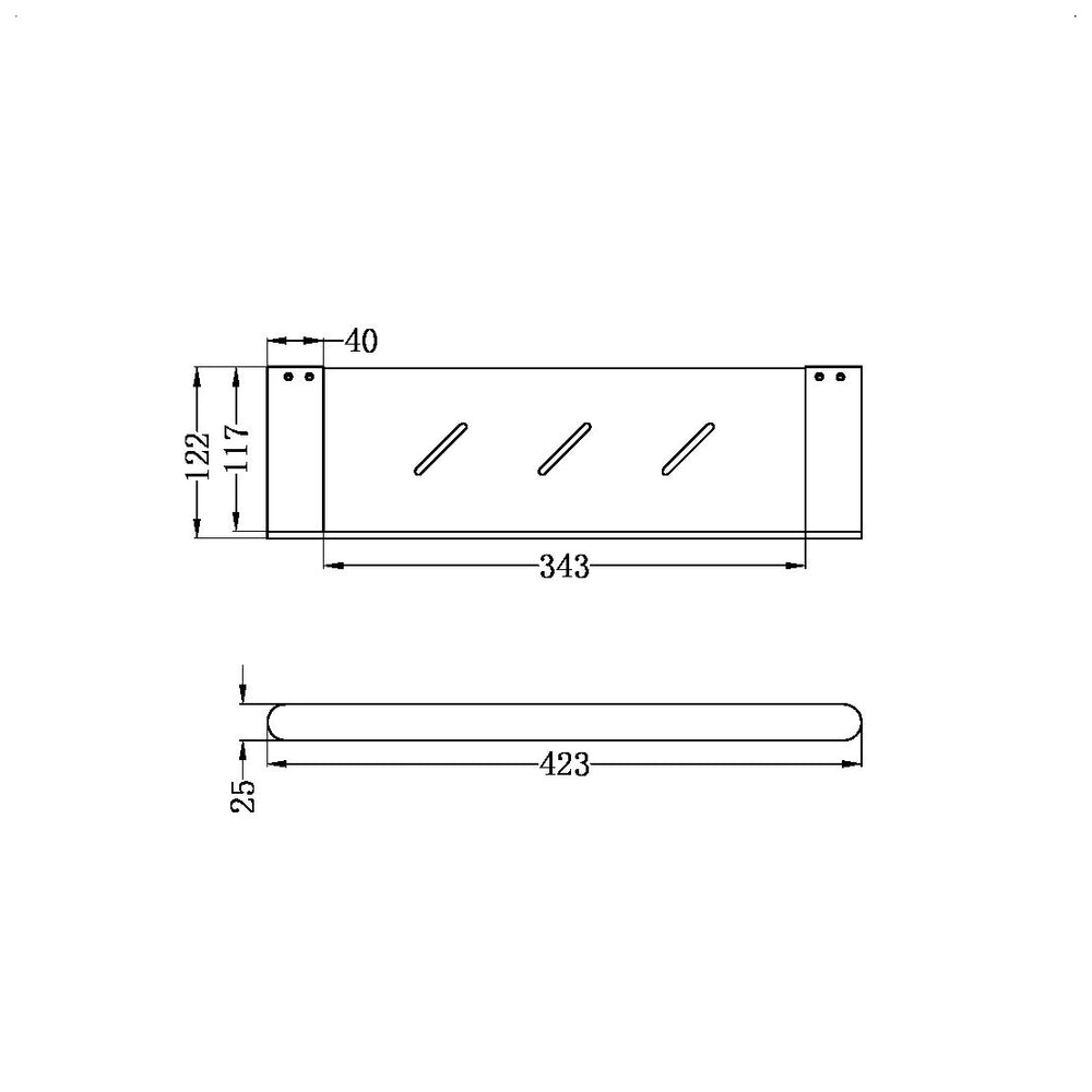 NERO BIANCA METAL SHOWER SHELF 423MM MATTE BLACK