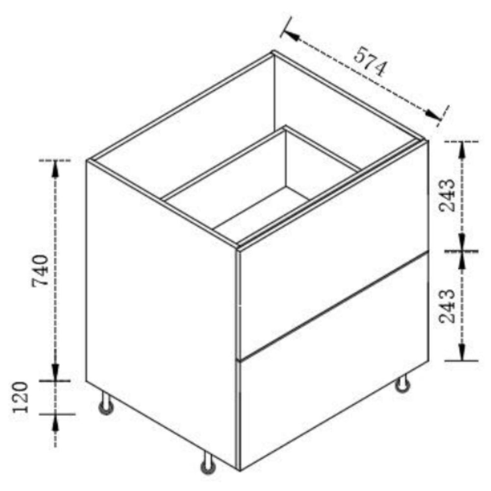 VITO CUSTOM DOUBLE DRAWER CUPBOARD FLOOR STANDING KITCHEN CABINET (MULTIPLE SIZES AVAILABLE)