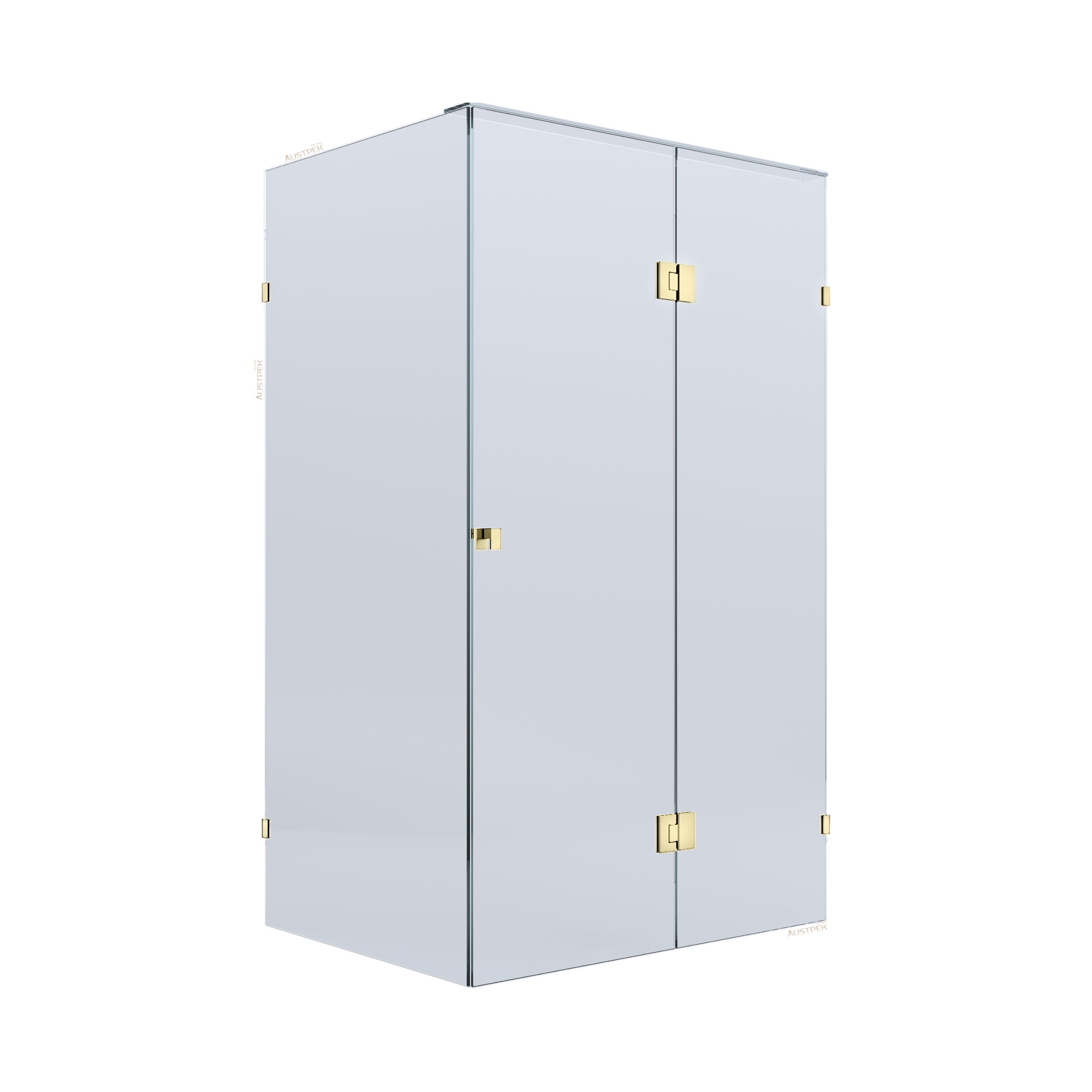 BELLA VISTA VALENTINA FRAMELESS PIVOT FRONT AND RETURN PANEL SHOWER SCREEN FRENCH GOLD