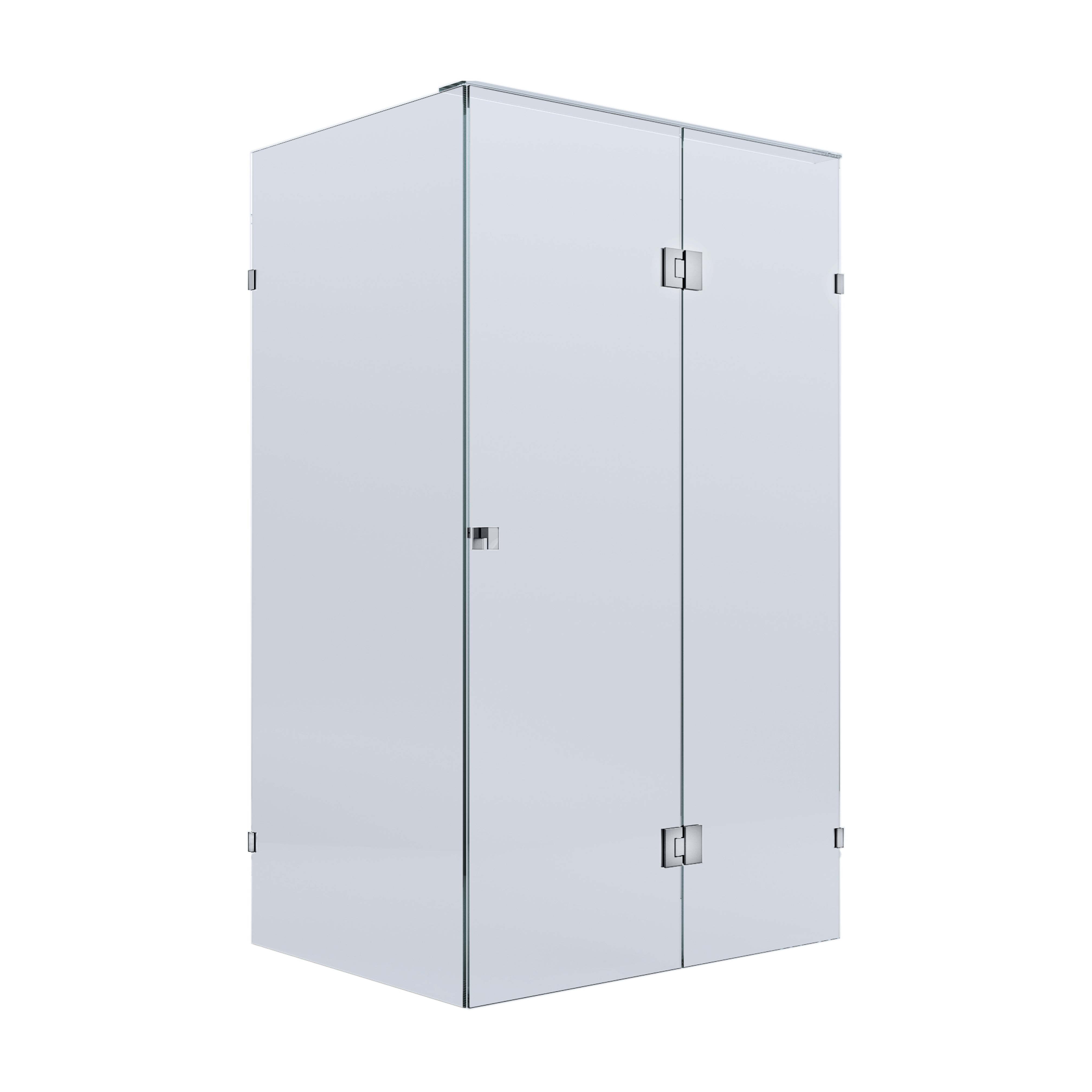 BELLA VISTA VALENTINA FRAMELESS PIVOT FRONT AND RETURN PANEL SHOWER SCREEN BRUSHED SILVER