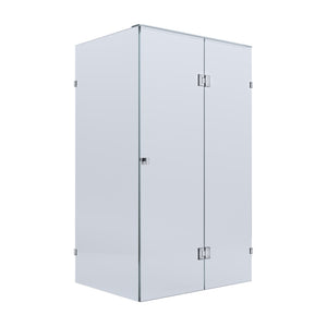 BELLA VISTA VALENTINA FRAMELESS PIVOT FRONT AND RETURN PANEL SHOWER SCREEN BRUSHED SILVER