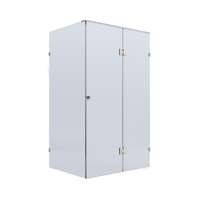 BELLA VISTA VALENTINA FRAMELESS PIVOT FRONT AND RETURN PANEL SHOWER SCREEN BRUSHED NICKEL