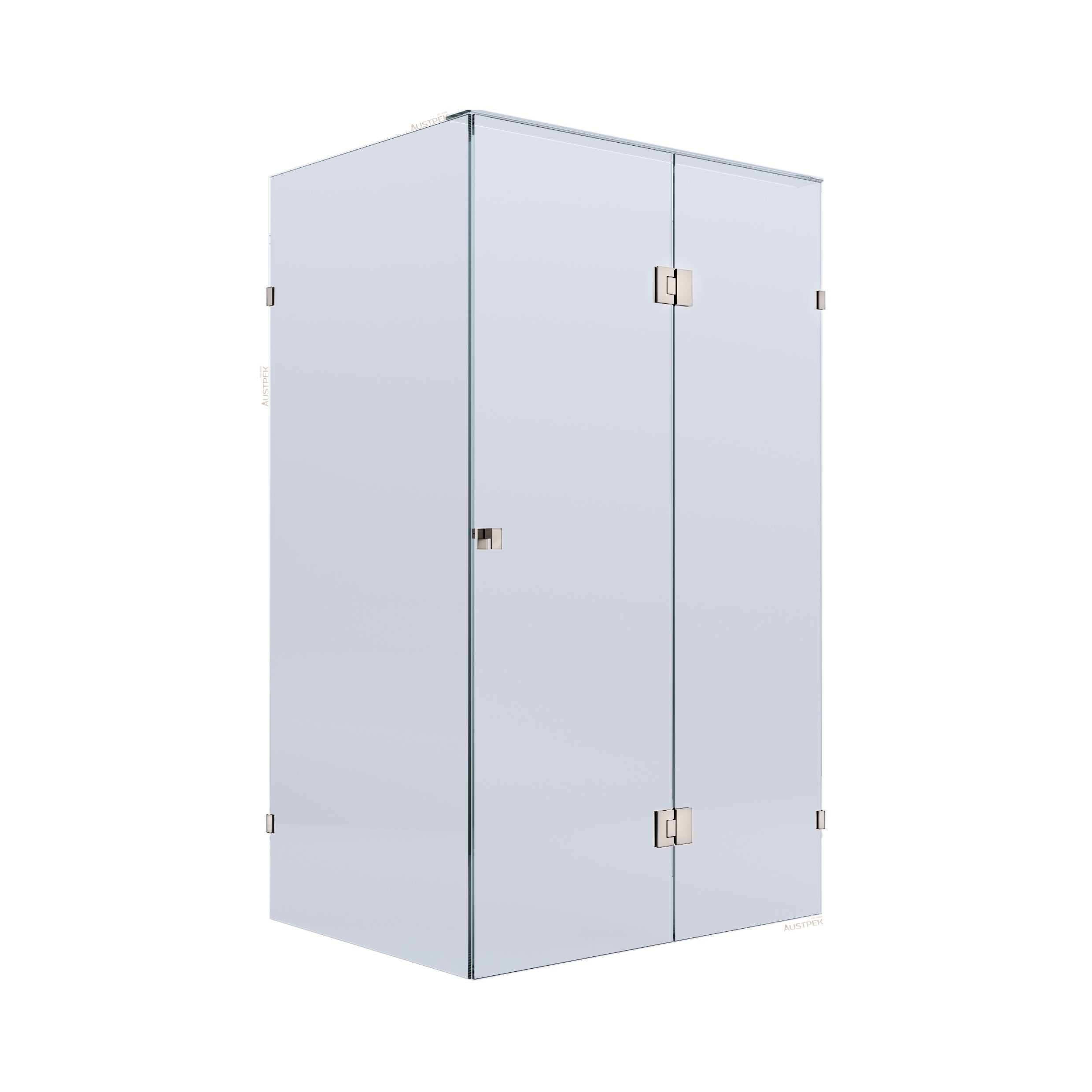 BELLA VISTA VALENTINA FRAMELESS PIVOT FRONT AND RETURN PANEL SHOWER SCREEN BRUSHED NICKEL