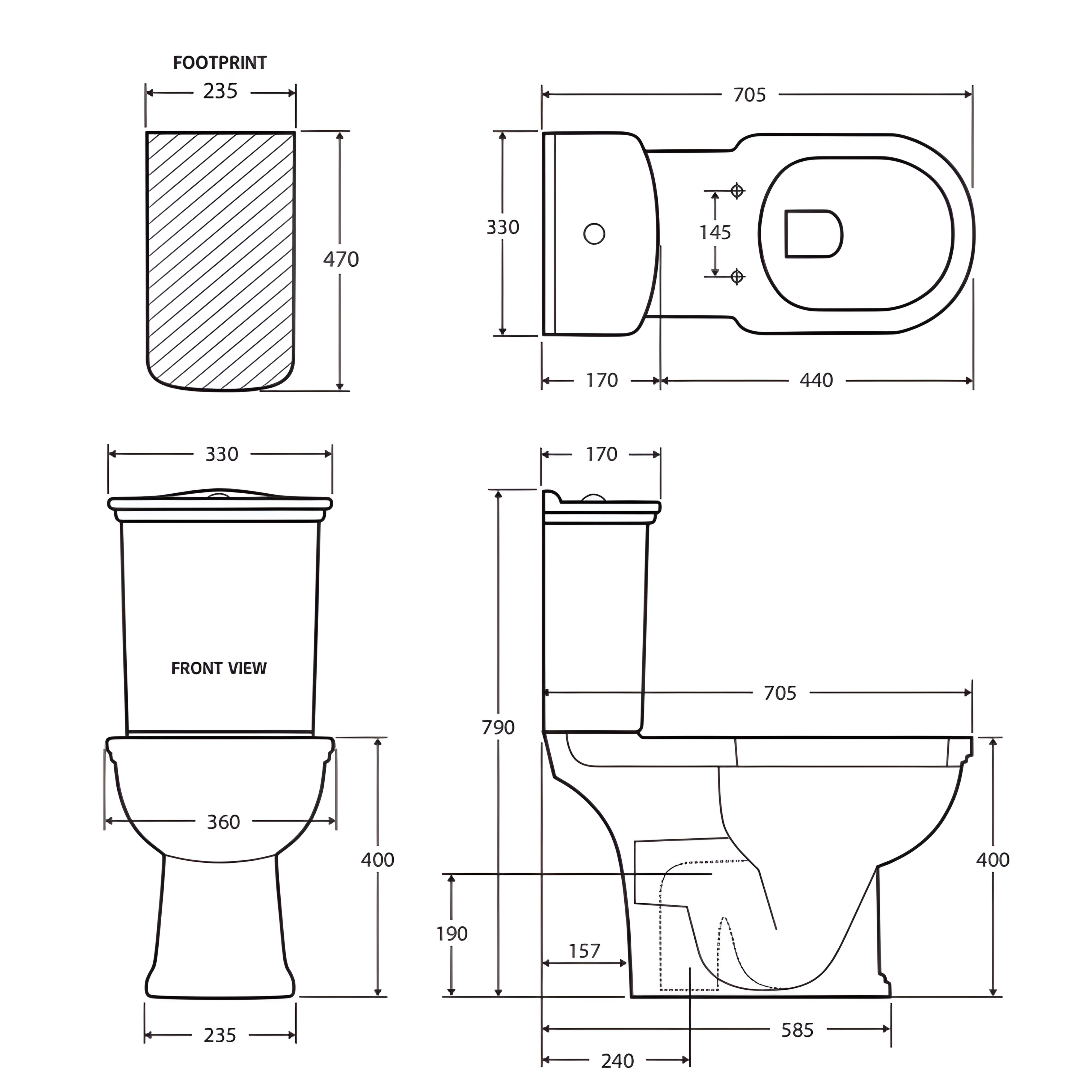 FIENZA RAK WASHINGTON CLOSE COUPLED TOILET SUITE ALPINE WHITE WITH S-TRAP