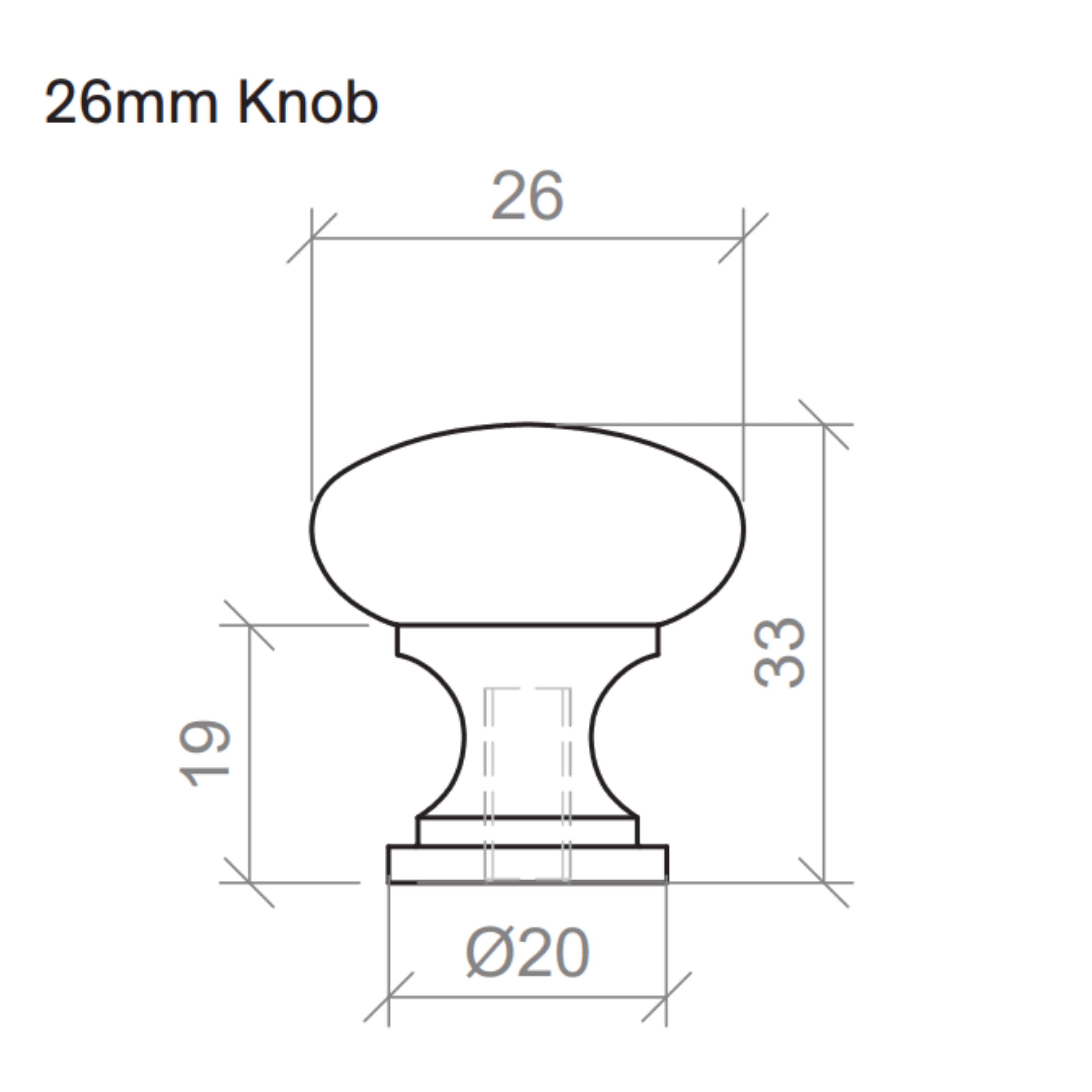 TIMBERLINE ROUND KNOB HANDLE 26MM BLACK