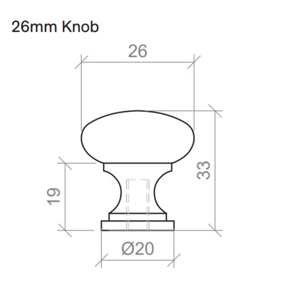 TIMBERLINE ROUND KNOB HANDLE CHROME 26MM