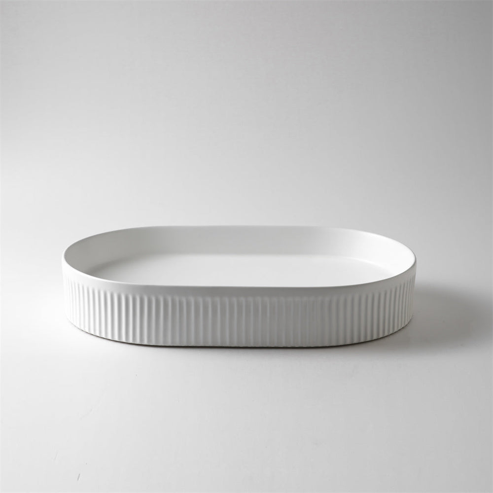 CLAYA PILL FLUTED ABOVE COUNTER BASIN MATTE WHITE 600MM