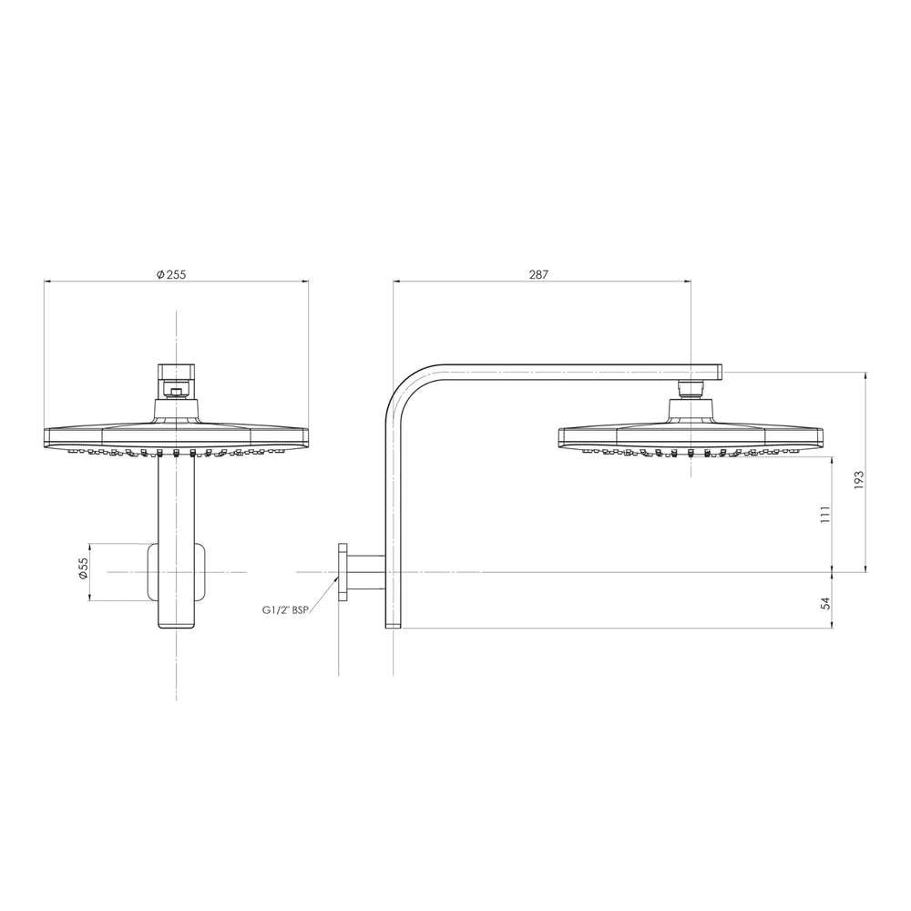 PHOENIX NUAGE HIGH-RISE SHOWER ARM AND ROSE MATTE WHITE