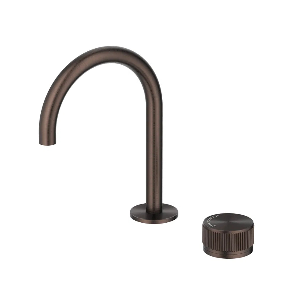 BELLA VISTA MICA LEAD FREE FLUTED GOOSENECK HOB BASIN MIXER SET 225MM DUSK BRONZE
