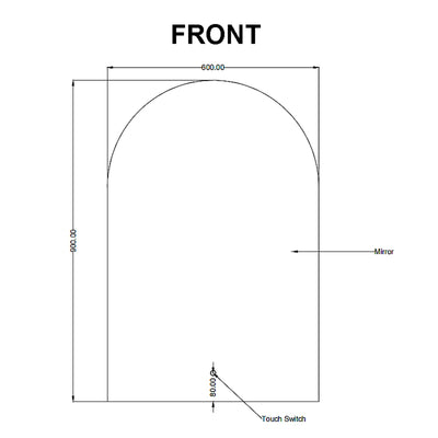 AQUAPERLA ARCHED FRAMELESS BACK-LIT LED MIRROR SILVER 600X900MM