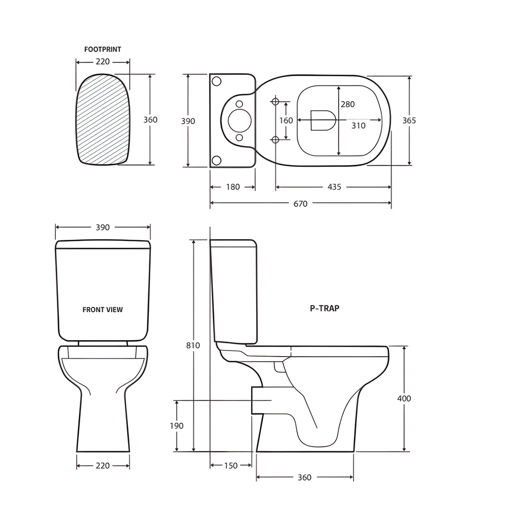 FIENZA RAK LIWA IVORY CLOSE COUPLED TOILET SUITE IVORY WITH P-TRAP