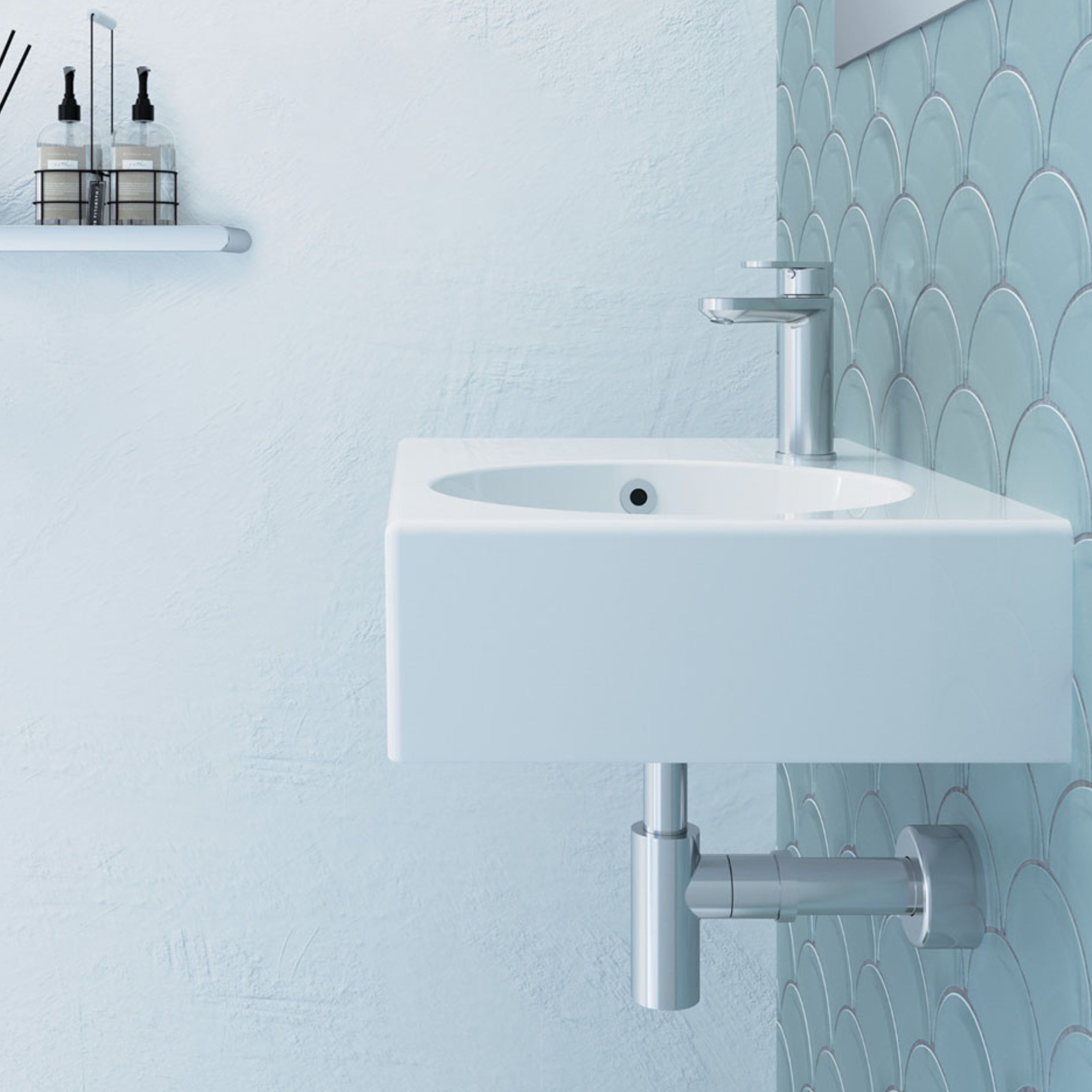 FIENZA REBA WALL HUNG RIGHT-HAND BASIN WITH TAPHOLE GLOSS WHITE 600MM