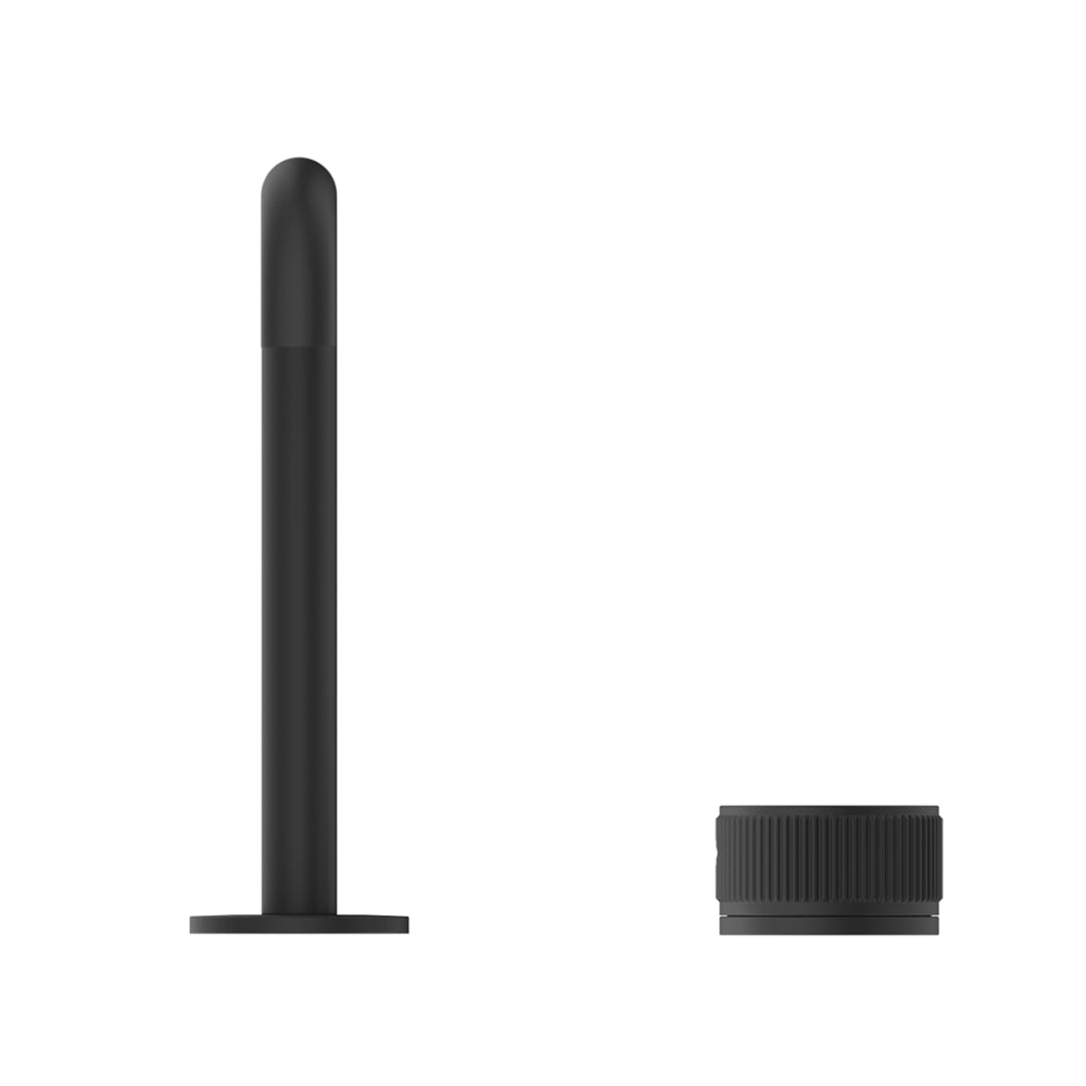 BELLA VISTA MICA LEAD FREE FLUTED SOFT-SQUARE HOB BASIN MIXER SET 205MM BLACK