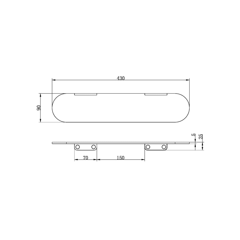 NERO ZEN METAL SHOWER SHELF 430MM GRAPHITE