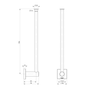 PHOENIX RADII SPARE TOILET ROLL HOLDER SQUARE PLATE 336MM CHROME