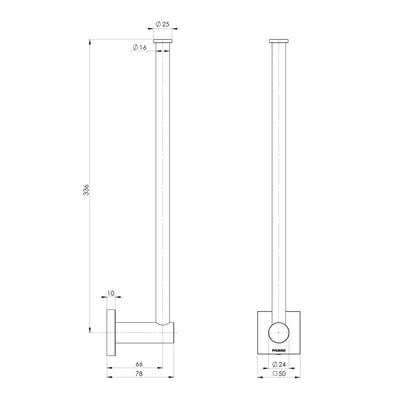 PHOENIX RADII SPARE TOILET ROLL HOLDER SQUARE PLATE 336MM CHROME