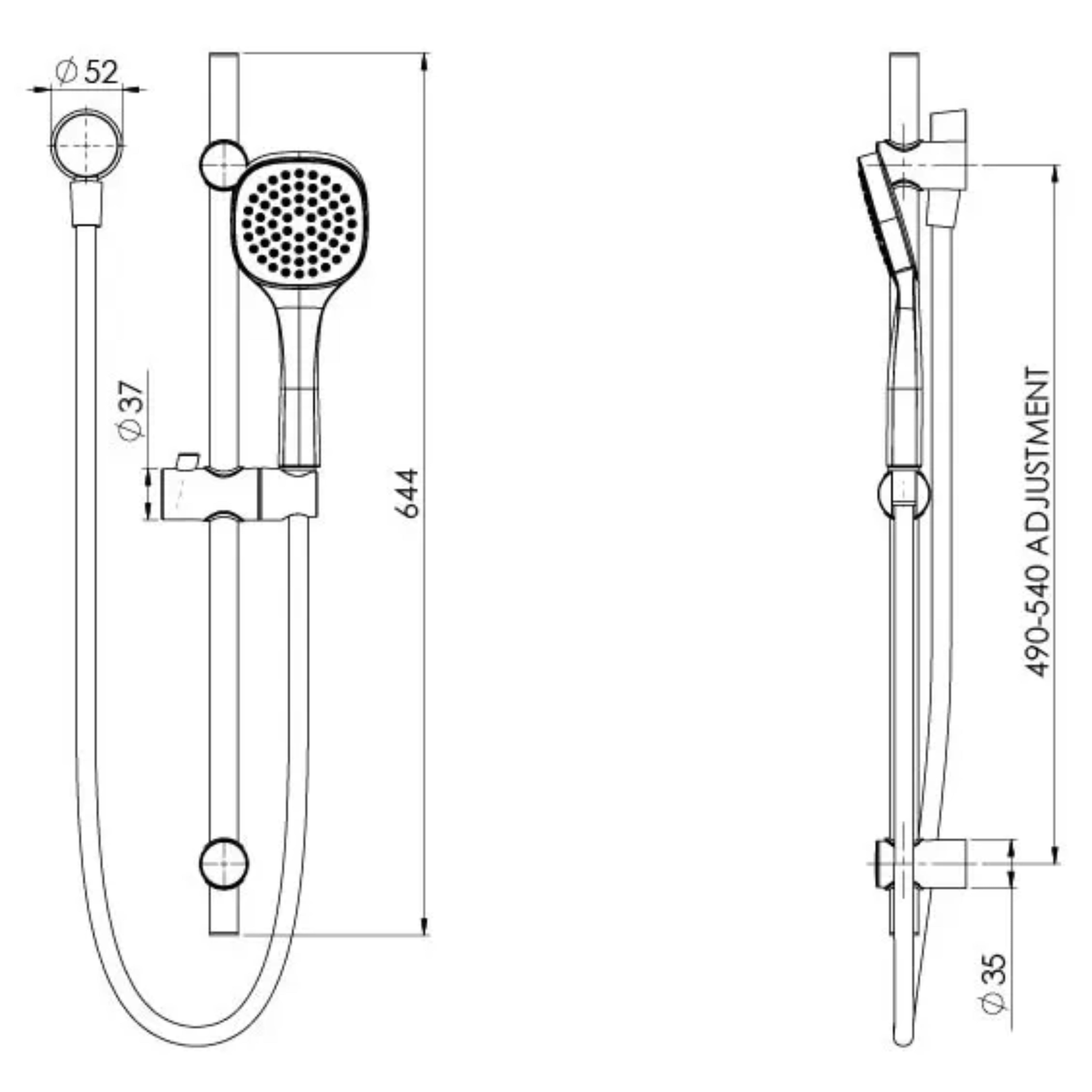 PHOENIX TEVA RAIL SHOWER 644MM CHROME
