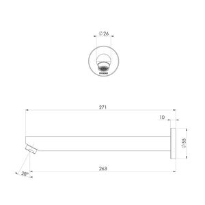 PHOENIX PINA WALL BATH OUTLET 250MM CHROME