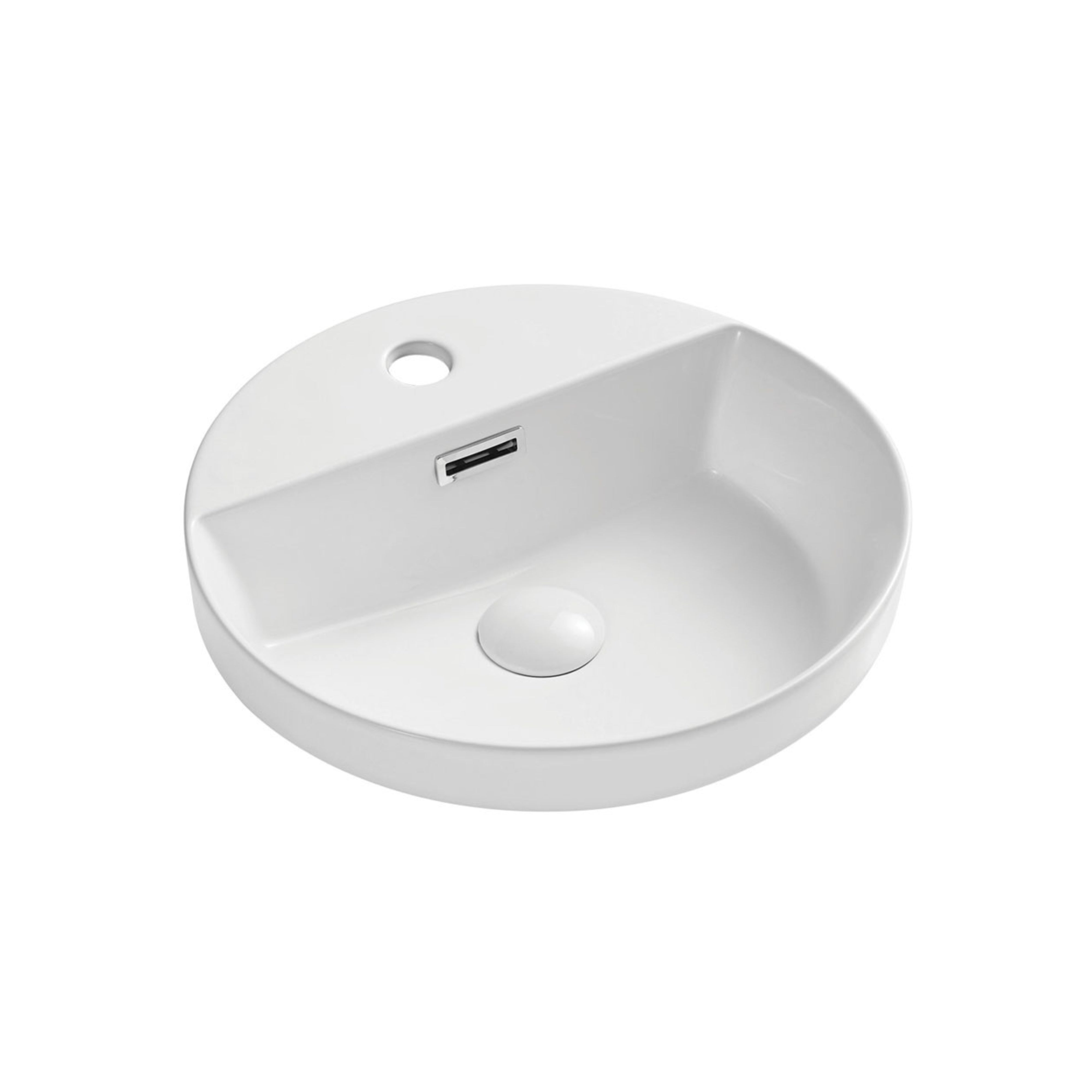 FIENZA REBA SEMI-INSET BASIN WITH TAPHOLE GLOSS WHITE 390MM