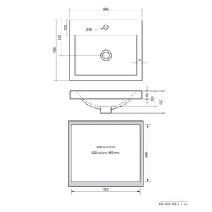 SEIMA KYRA 016 INSET BASIN WITH OVERFLOW GLOSS WHITE 545MM
