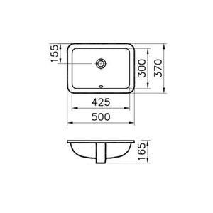 SEIMA LIMNI 430 UNDER COUNTER BASIN WITH OVERFLOW GLOSS WHITE 500MM