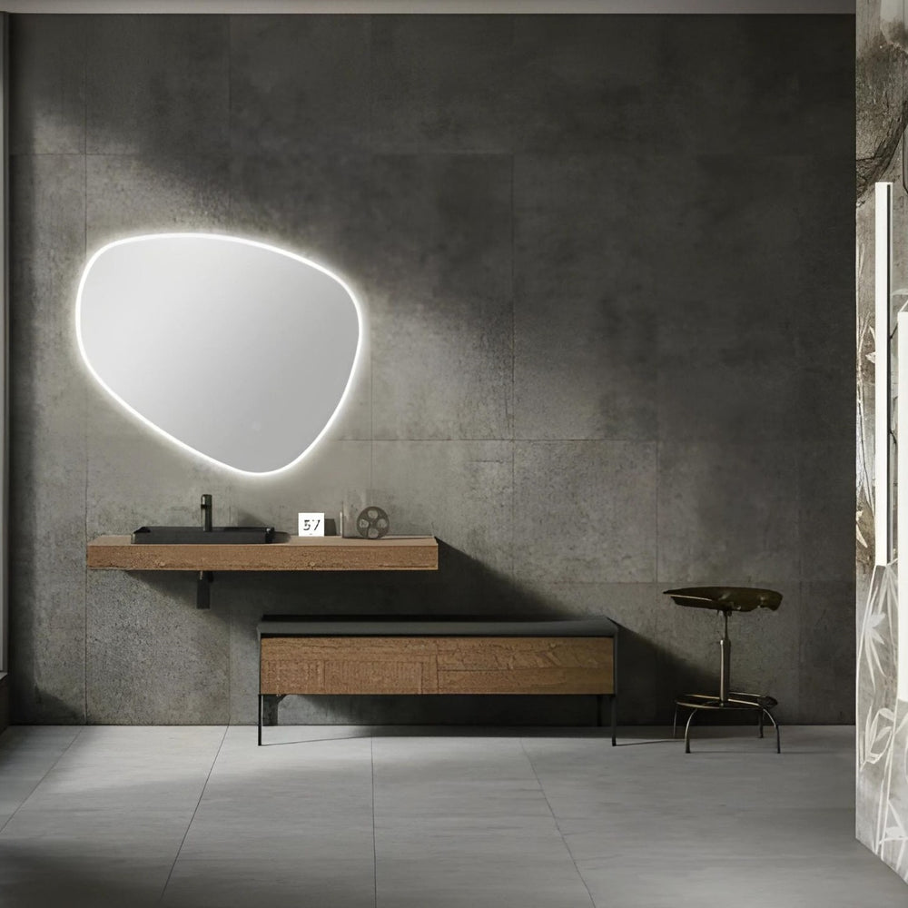 AQUAPERLA OVAL ACRYLIC LED MIRROR 3 COLOUR LIGHTS CHROME 800X675MM