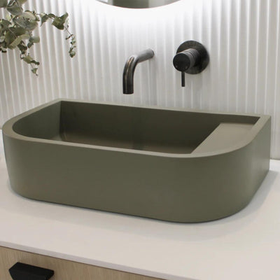 NOOD CO LOOP 01 ABOVE COUNTER / WALL HUNG BASIN OLIVE 440MM