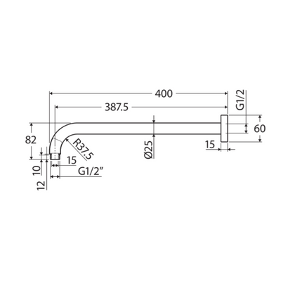 FIENZA KAYA SHOWER ARM 400MM GUN METAL