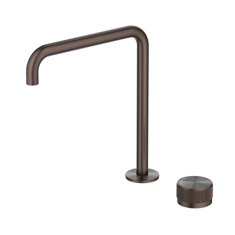 BELLA VISTA MICA LEAD FREE FLUTED SOFT-SQUARE HOB SINK/BASIN MIXER SET 275MM DUSK BRONZE