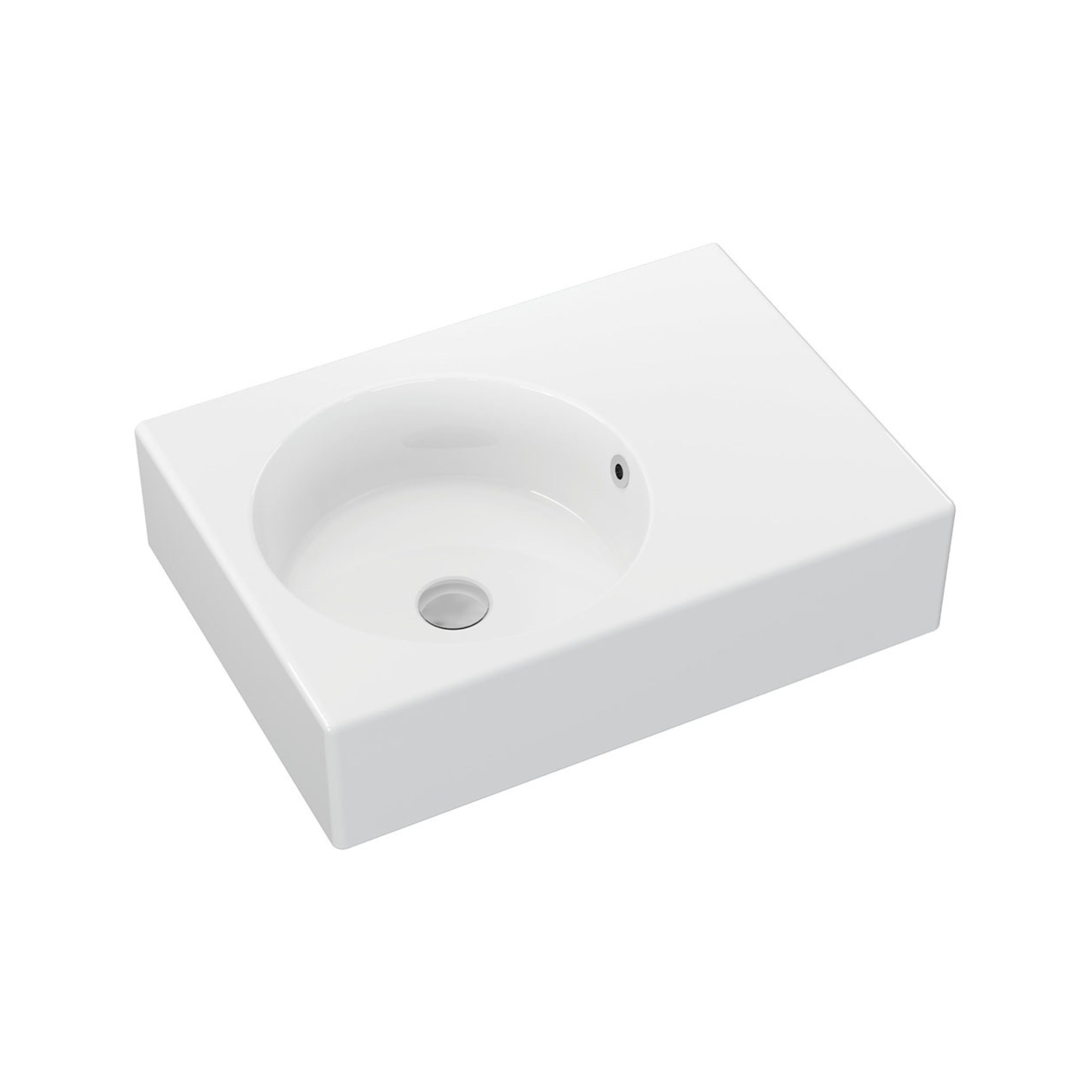 FIENZA REBA WALL HUNG LEFT-HAND BASIN GLOSS WHITE 600MM