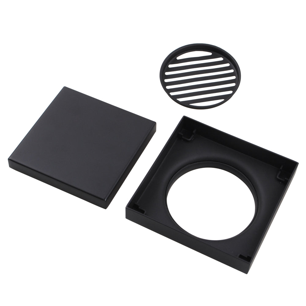 AQUAPERLA TILE INSERT SHOWER GRATE DRAIN MATTE BLACK 120MM