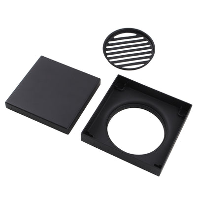 AQUAPERLA TILE INSERT SHOWER GRATE DRAIN MATTE BLACK 120MM