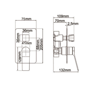 AQUAPERLA RUSHY WALL MIXER WITH DIVERTER 205MM GUN METAL