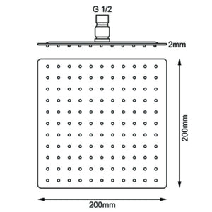 AQUAPERLA SQUARE SHOWER HEAD 200MM ROSE GOLD