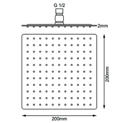 AQUAPERLA SQUARE SHOWER HEAD 200MM ROSE GOLD