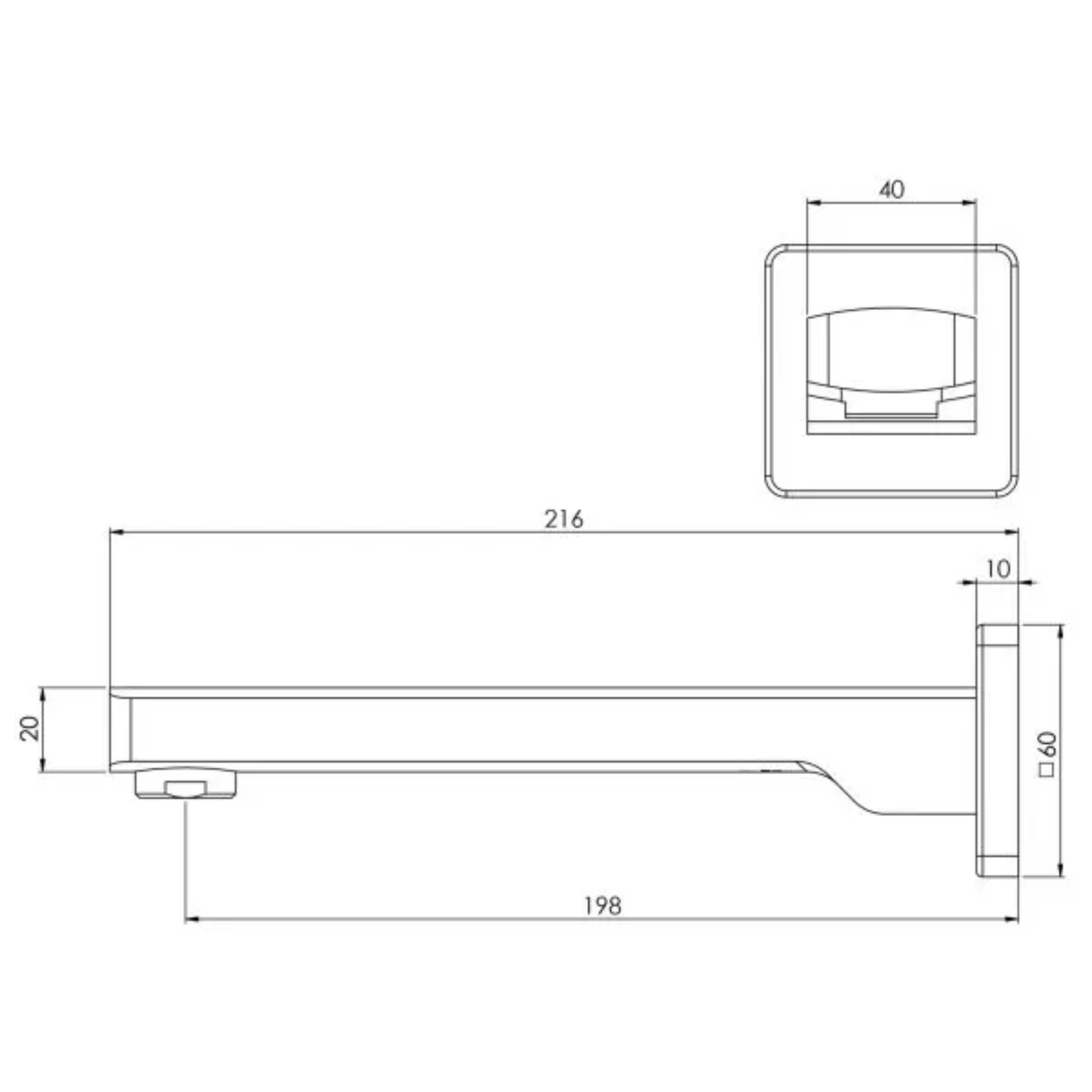 PHOENIX TEVA WALL BATH OUTLET 200MM CHROME