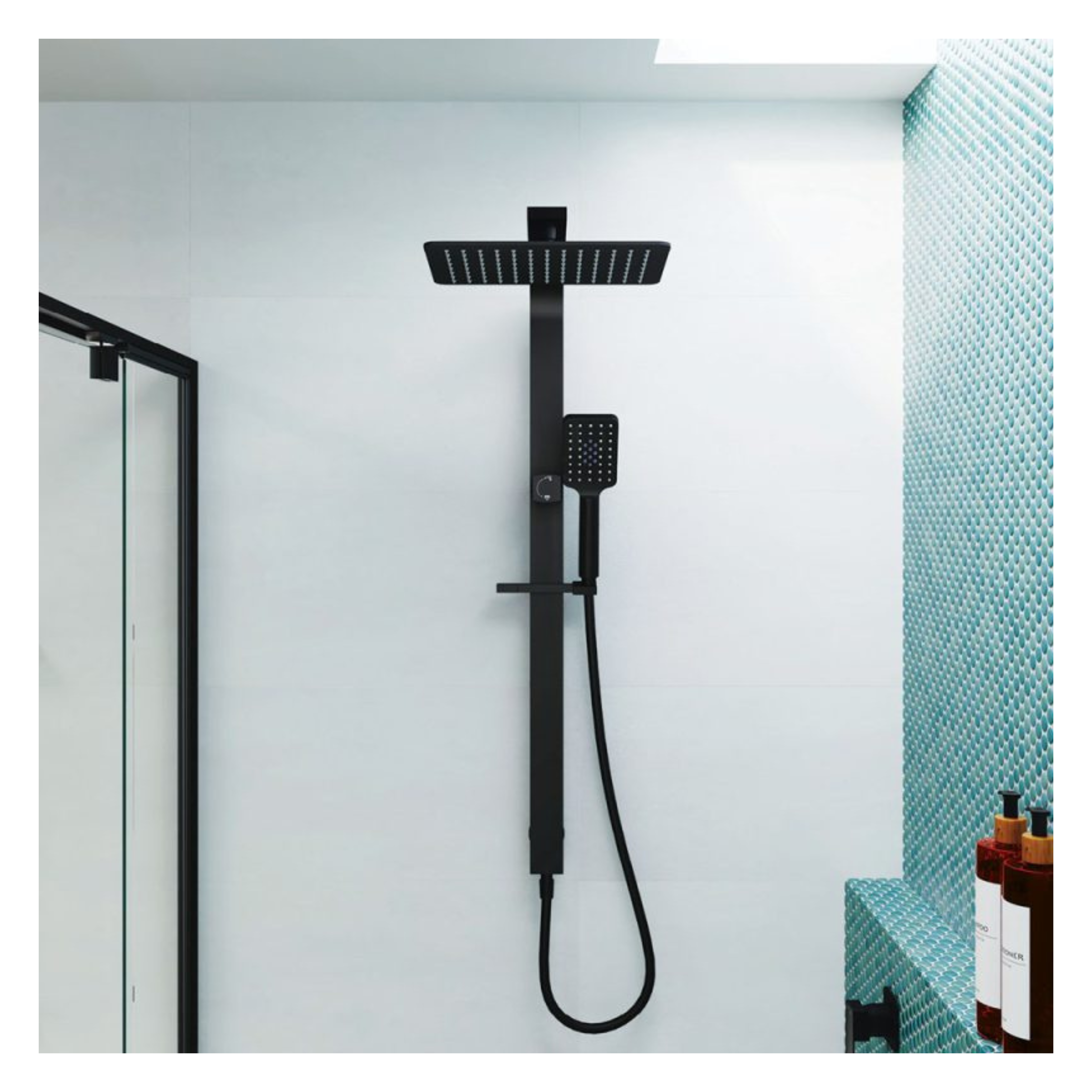 FIENZA TONO DELUXE TWIN SHOWER MATTE BLACK