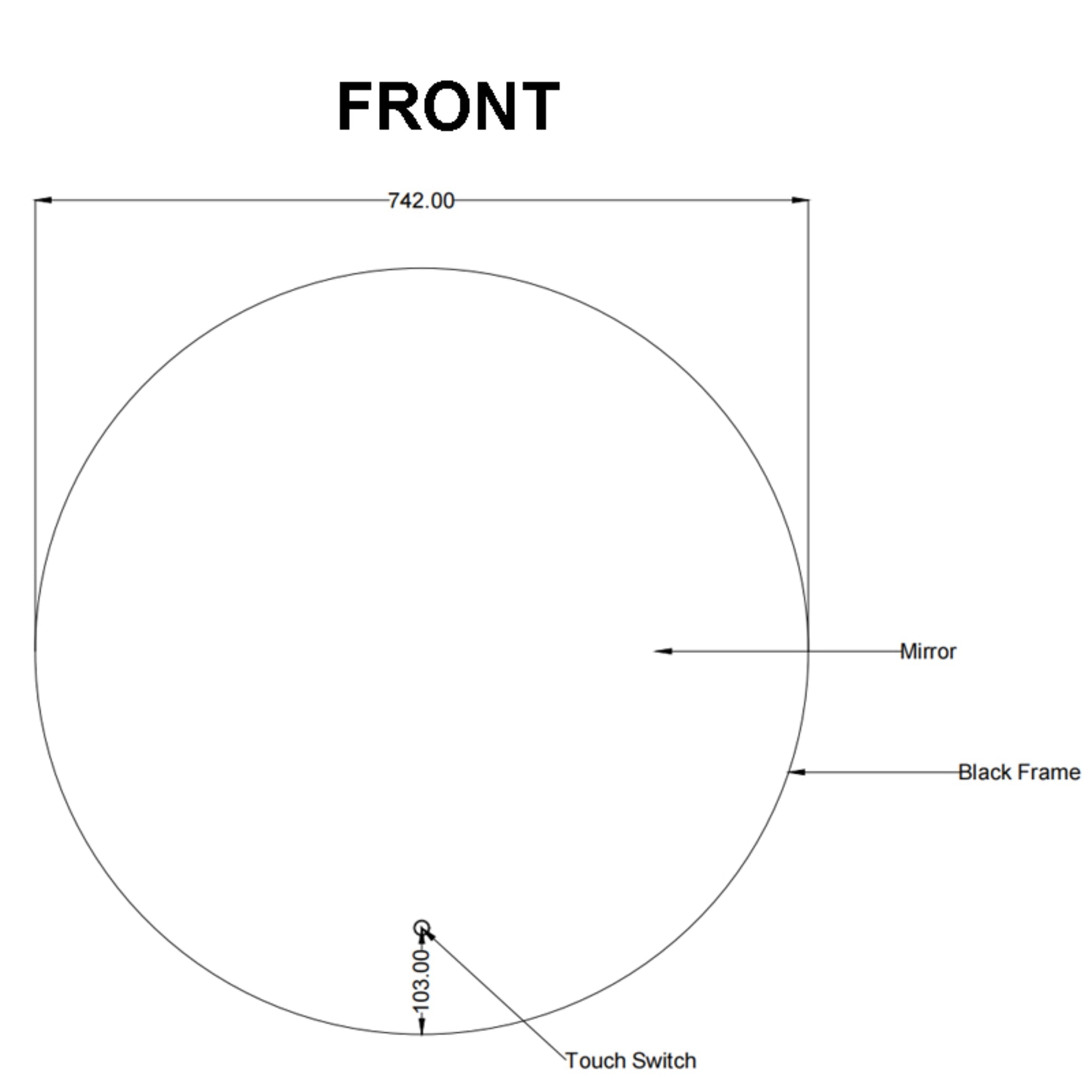 AQUAPERLA ROUND FRAMED BACK-LIT LED MIRROR BRUSHED NICKEL 750MM