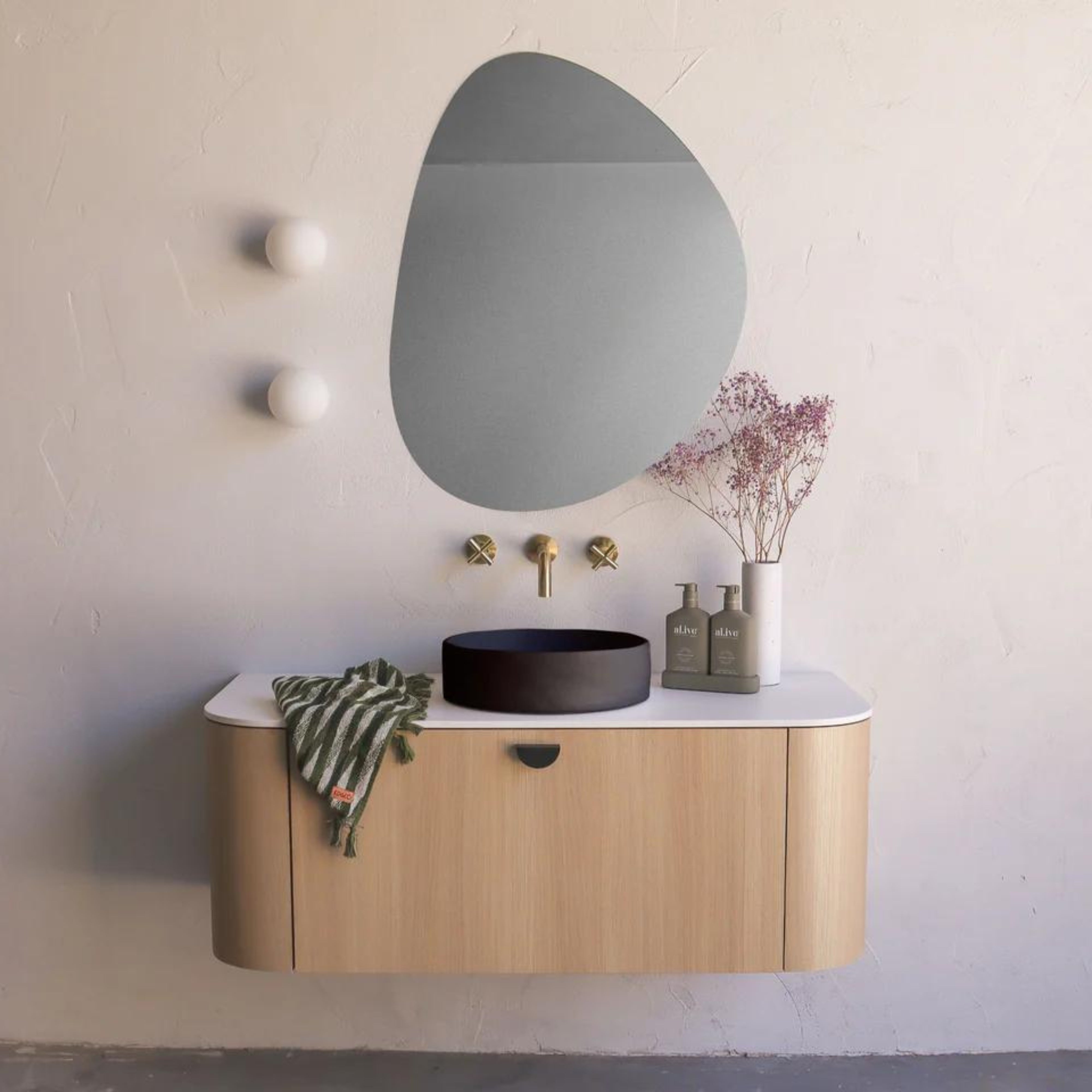 NOOD CO CONSCIOUS RANGE SLIP ABOVE COUNTER / WALL HUNG BASIN CHARCOAL 380MM