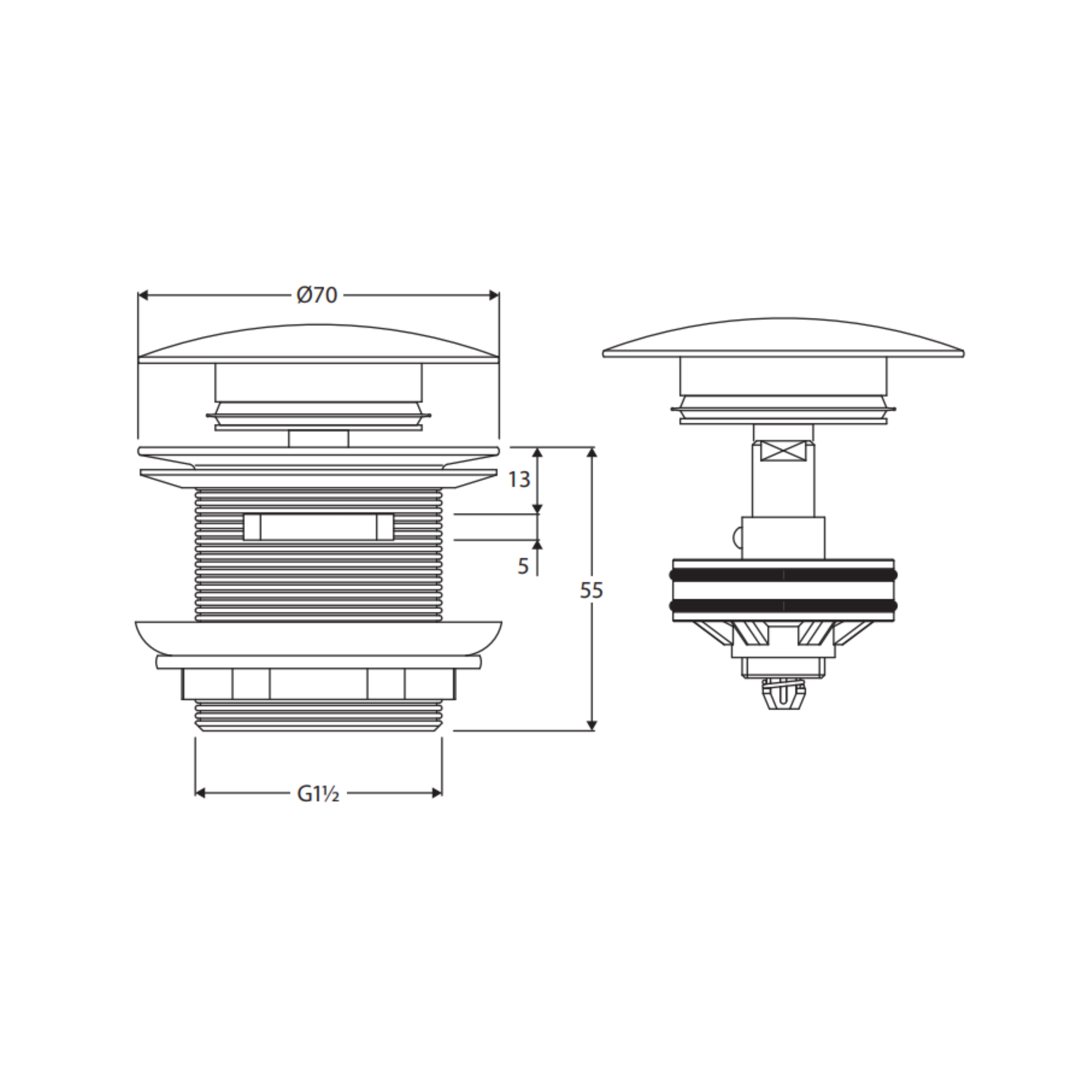 FIENZA UNIVERSAL PULL-OUT/POP-UP OVERFLOW BATHTUB WASTE 40MM MATTE WHITE