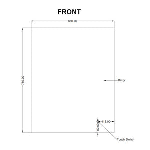 AQUAPERLA RECTANGULAR FRAMELESS 3 COLOUR BACK-LIT LED MIRROR SILVER 600X750MM