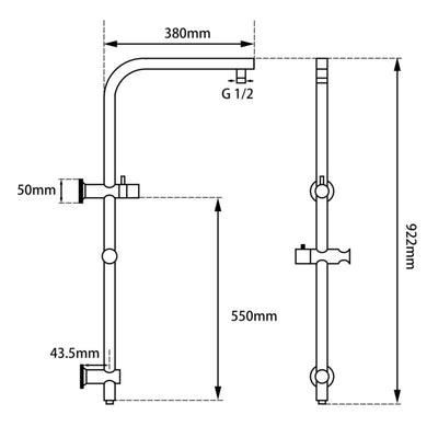 AQUAPERLA ROUND TWIN SHOWER GUN METAL