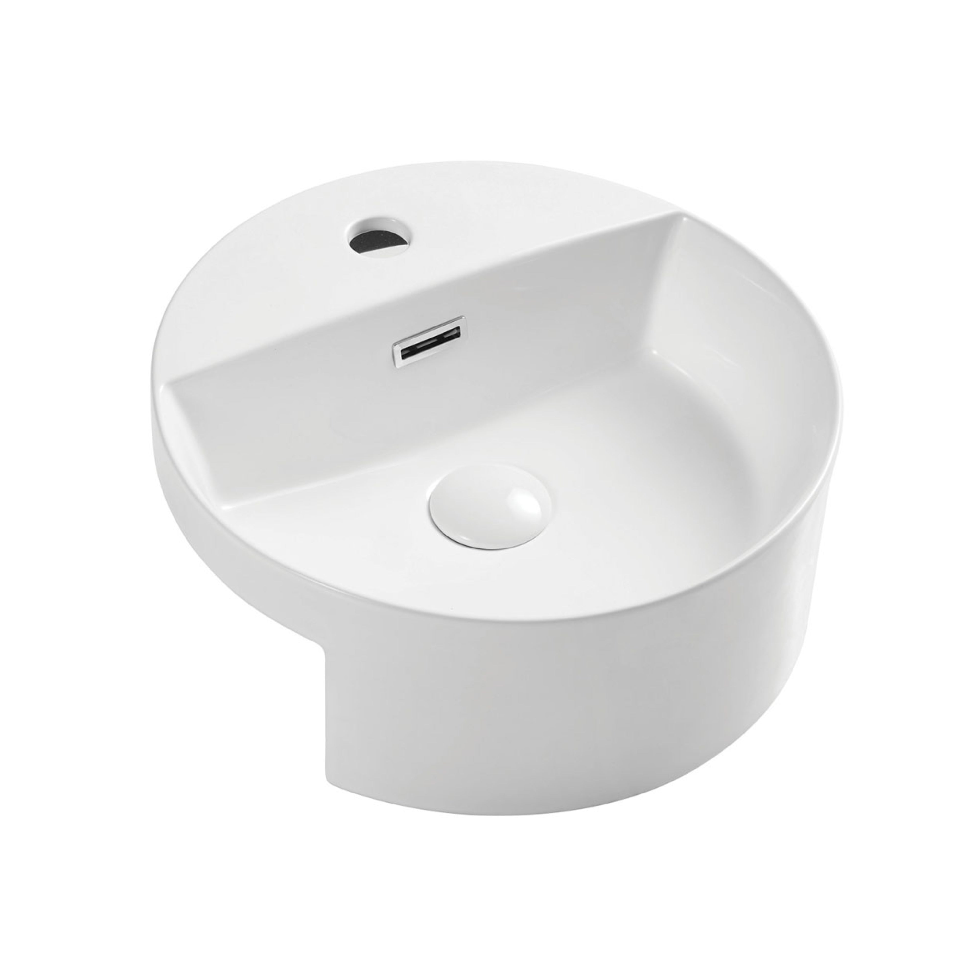 FIENZA REBA SEMI-RECESSED BASIN WITH TAPHOLE GLOSS WHITE 390MM
