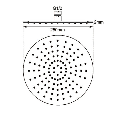 AQUAPERLA ROUND SHOWER HEAD 250MM CHROME