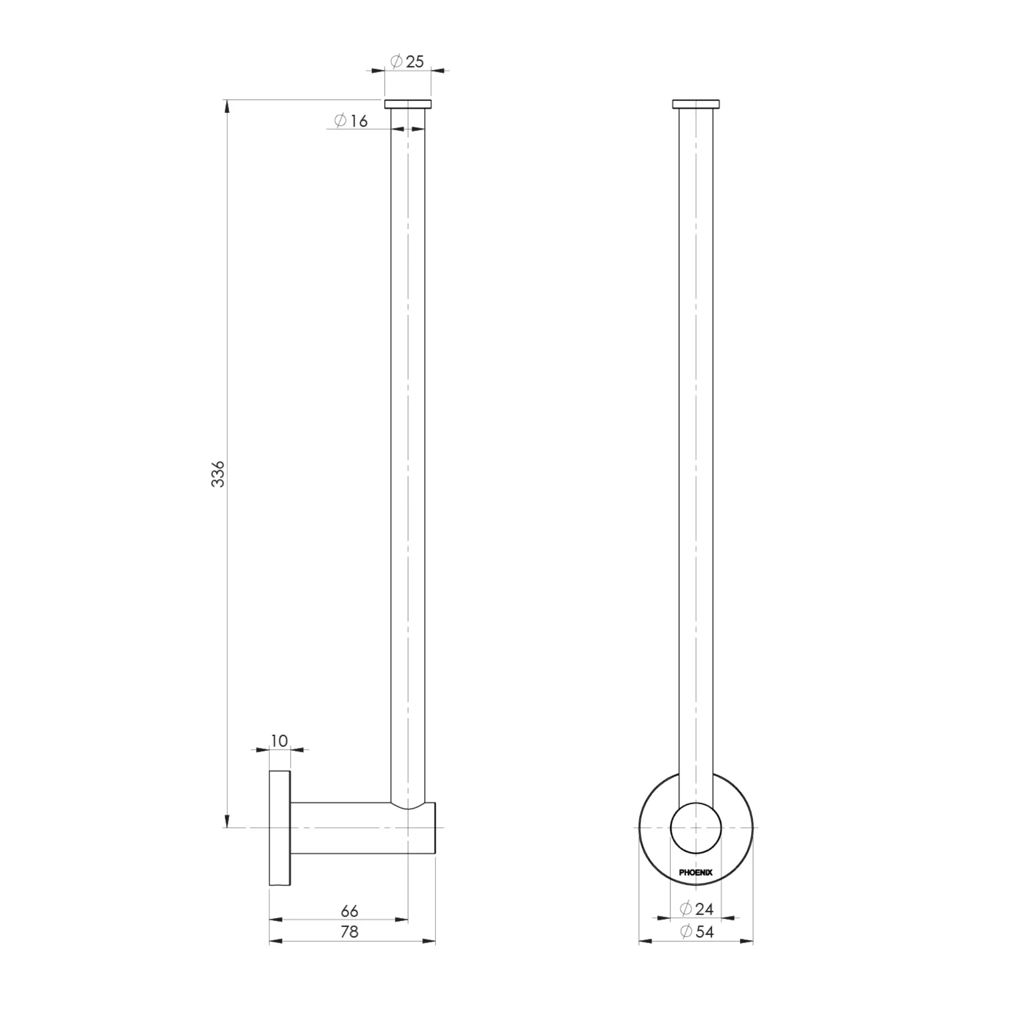 PHOENIX RADII SPARE TOILET ROLL HOLDER ROUND PLATE 336MM CHROME