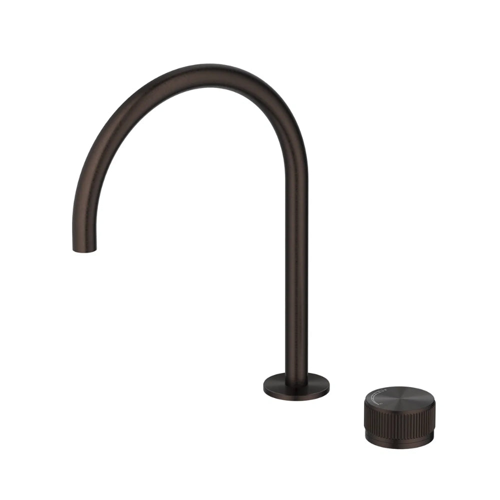 BELLA VISTA MICA FLUTED LEAD FREE GOOSENECK HOB SINK/BASIN MIXER SET 311MM DUSK BRONZE