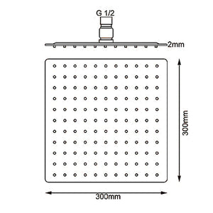 AQUAPERLA STAINLESS STEEL SQUARE SHOWER HEAD MATTE BLACK 300MM