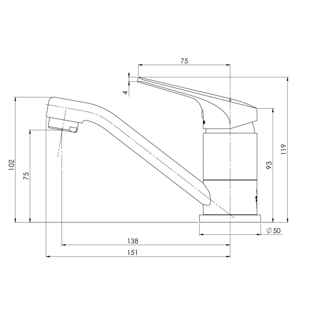 PHOENIX IVY MKII SWIVEL LEAD FREE BASIN MIXER 119MM MATTE BLACK